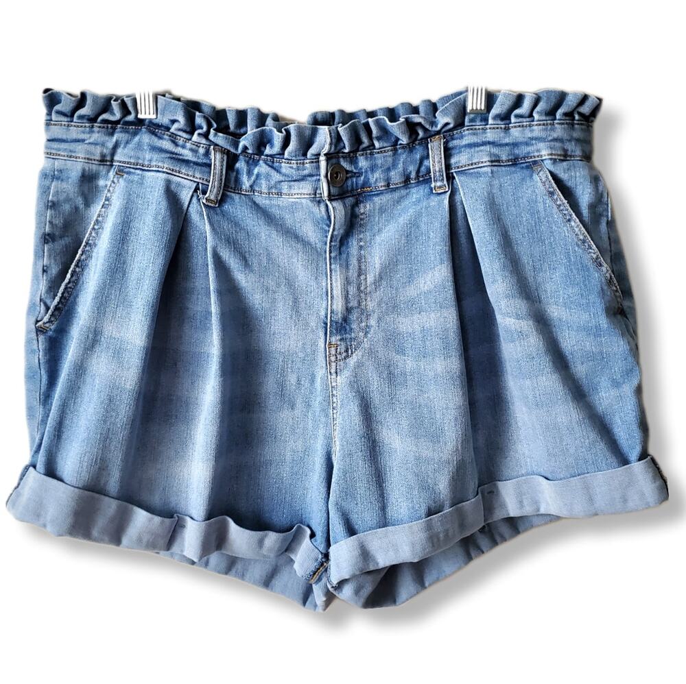 Women Denim Paper Bag Jean Shorts 18W Cottage Country Farm Girl Coquette Flaw